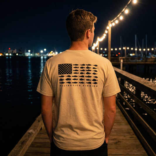 Halieutics Short Sleeve U.S.A Flag Fish Graphic T-Shirt
