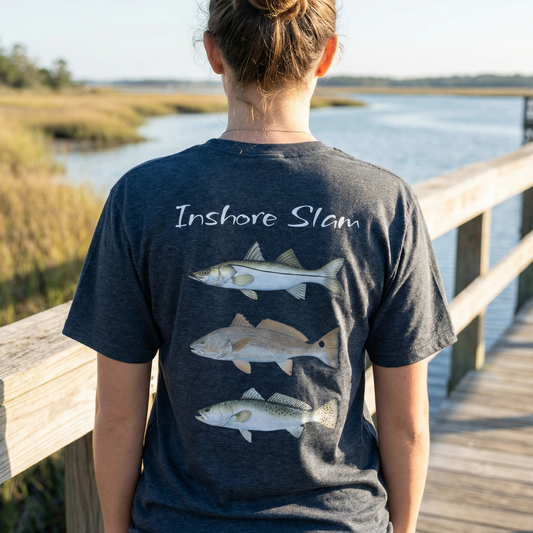 Halieutics Short Sleeve Fishing Graphic T-Shirt Inshore Slam Snook Red Trout Unisex