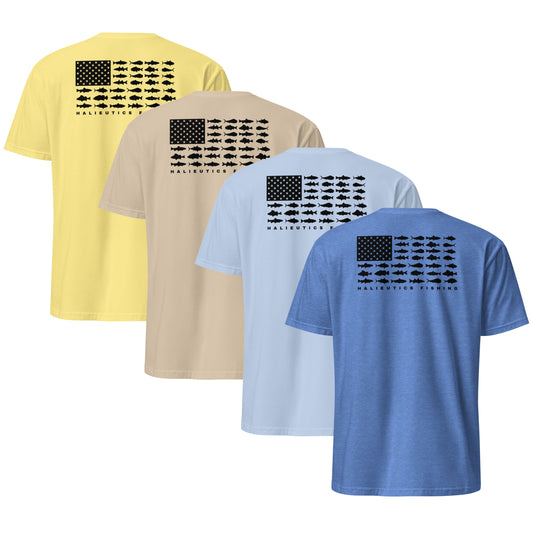 Halieutics Short Sleeve U.S.A Flag Fish Graphic T-Shirt