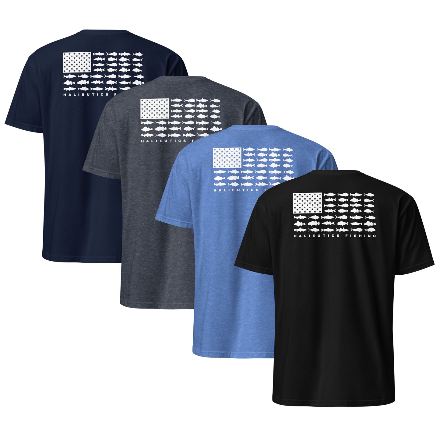 Halieutics U.S.A. Flag Fish Graphic Fishing T-Shirt – Patriotic Angler Tee