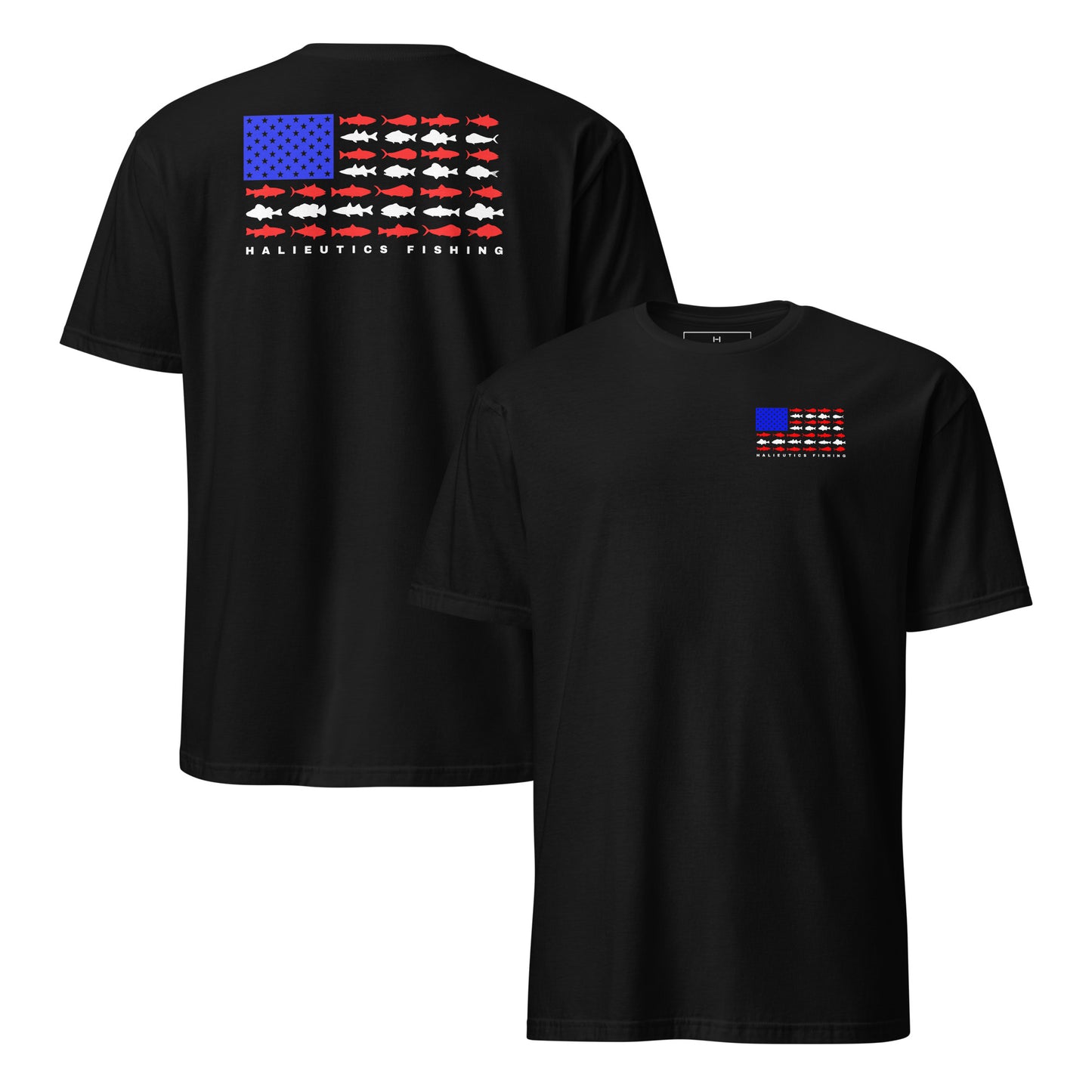 Halieutics Short Sleeve U.S.A Flag Fish Graphic T-Shirt