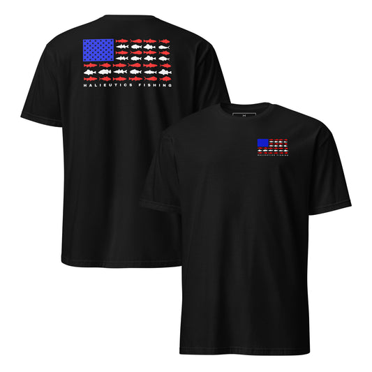 Halieutics Short Sleeve U.S.A Flag Fish Graphic T-Shirt