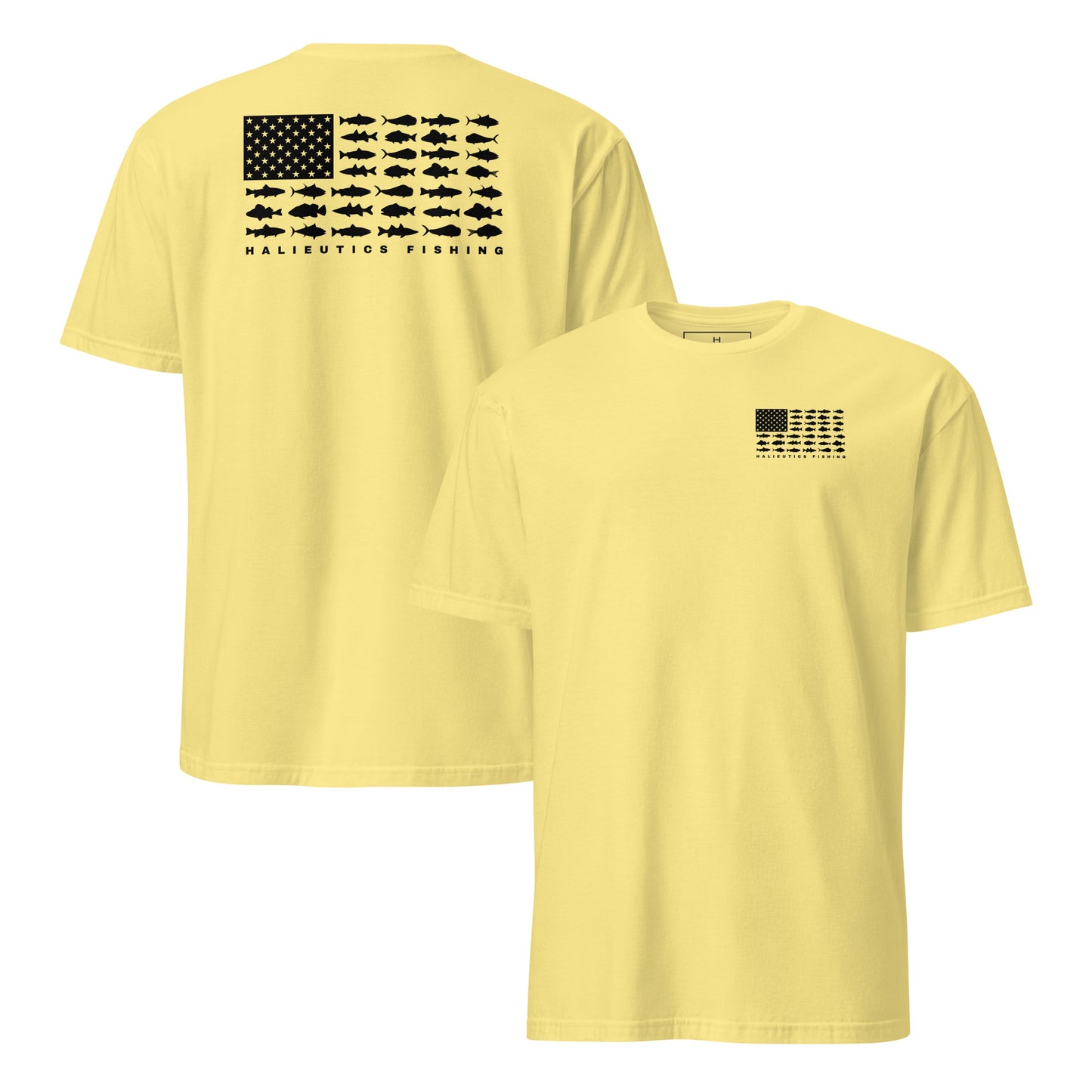 Halieutics Short Sleeve U.S.A Flag Fish Graphic T-Shirt