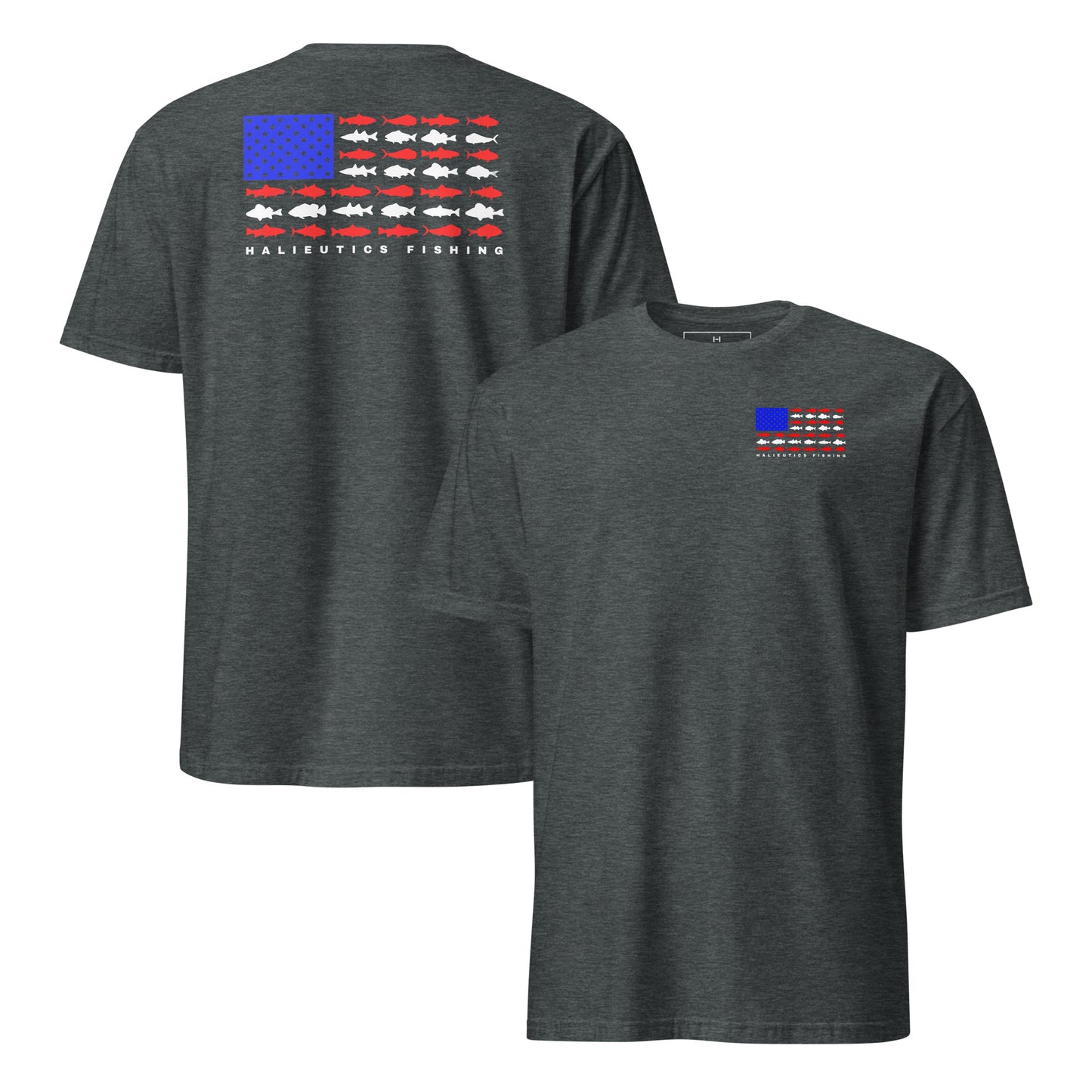 Halieutics Short Sleeve U.S.A Flag Fish Graphic T-Shirt
