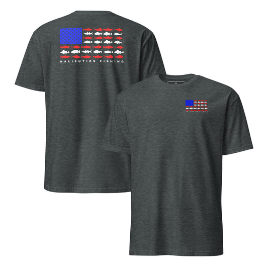 Halieutics Short Sleeve U.S.A Flag Fish Graphic T-Shirt