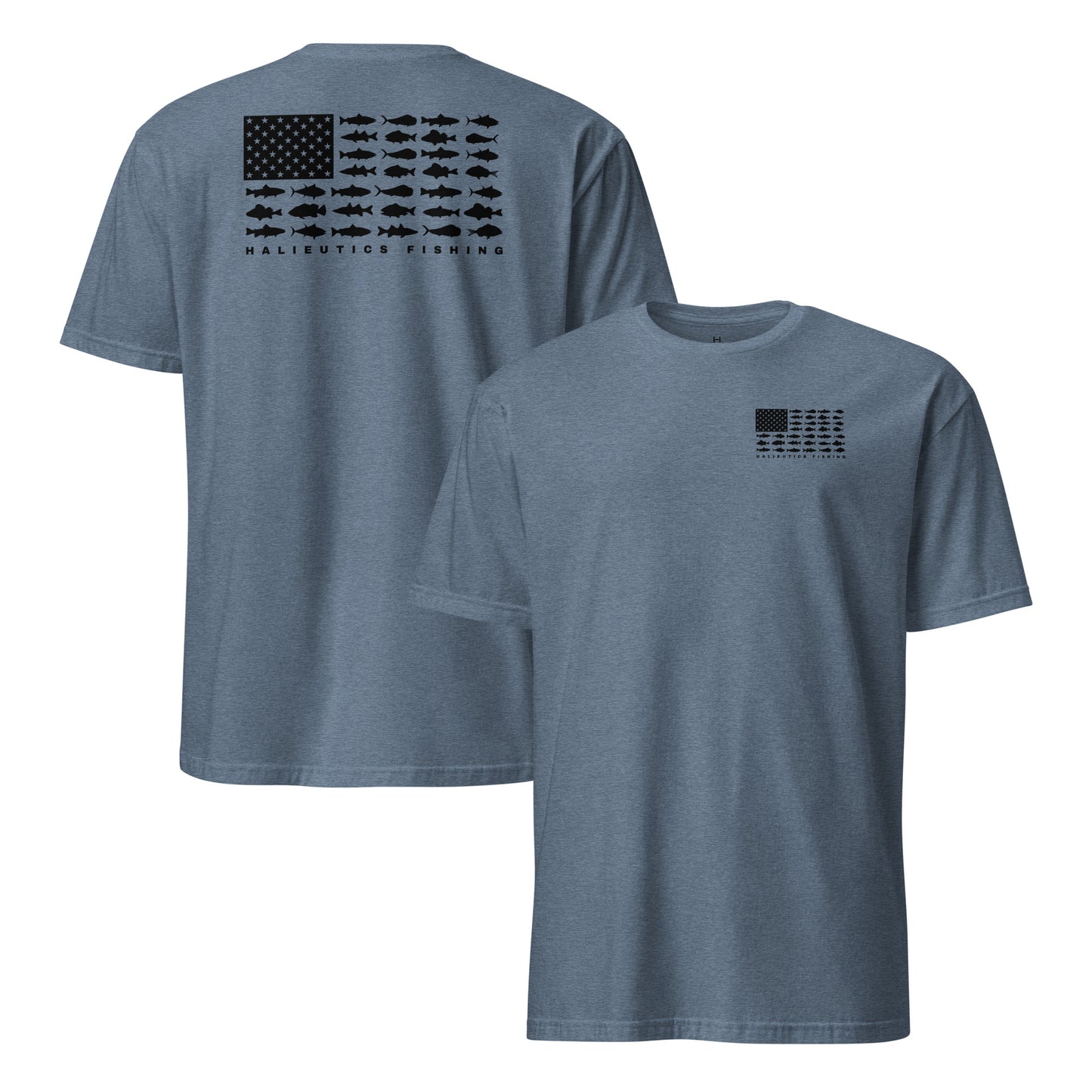Halieutics Short Sleeve U.S.A Flag Fish Graphic T-Shirt