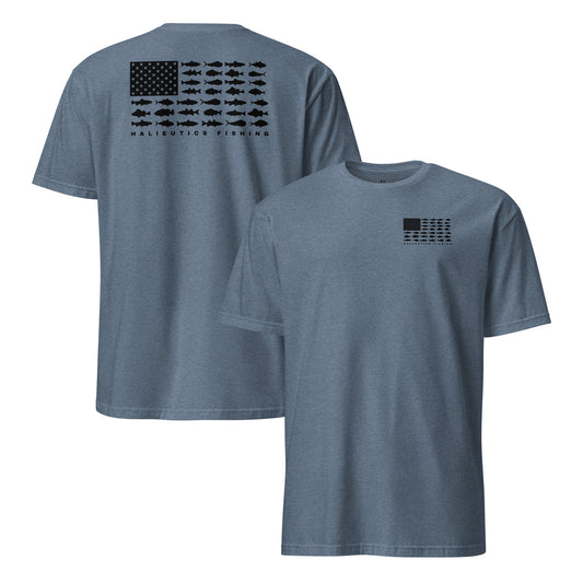 Halieutics Short Sleeve U.S.A Flag Fish Graphic T-Shirt