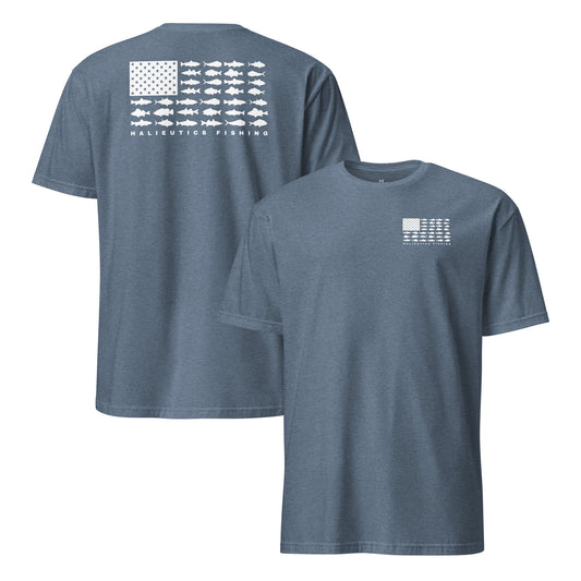Halieutics Short Sleeve U.S.A Flag Fish Graphic T-Shirt