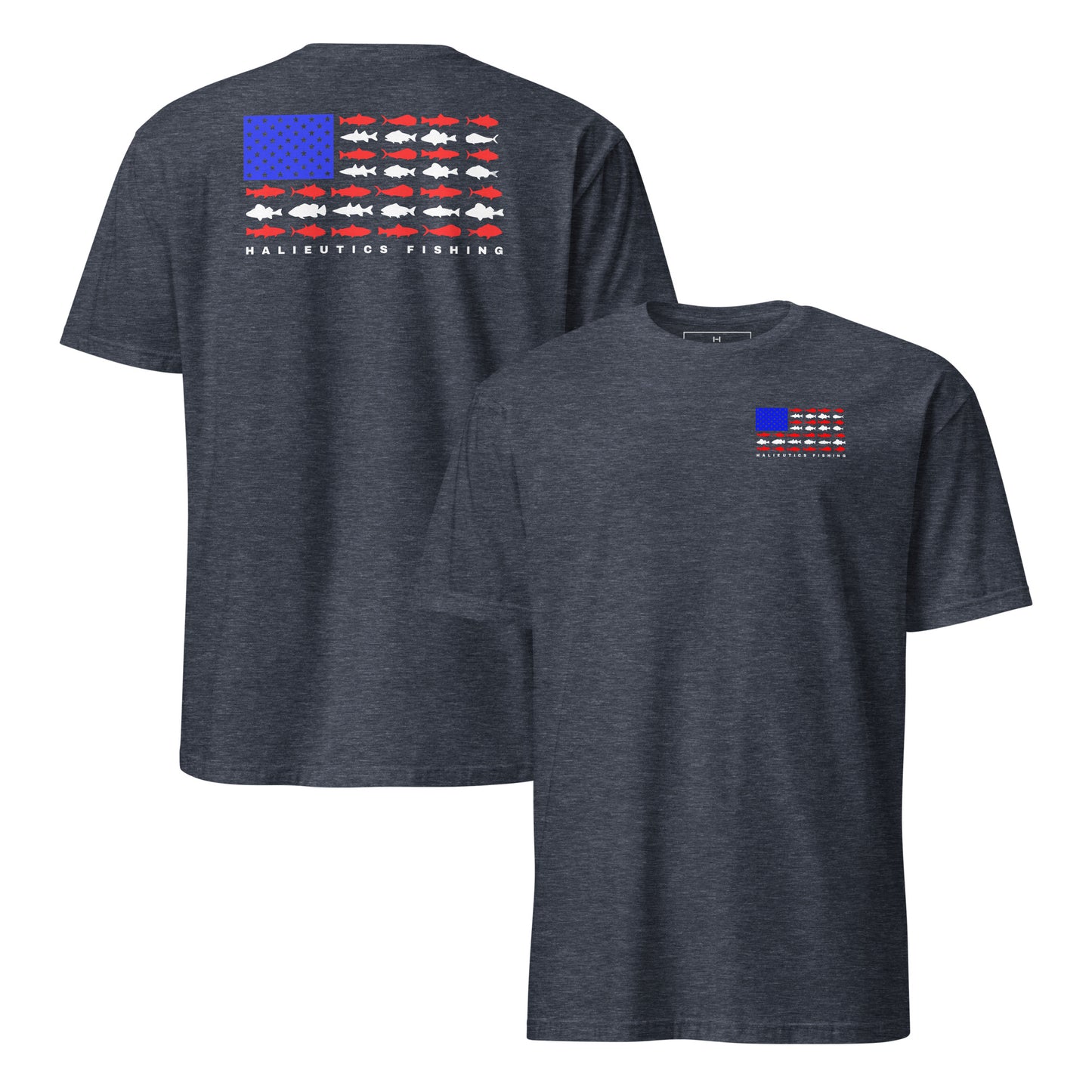 Halieutics Short Sleeve U.S.A Flag Fish Graphic T-Shirt