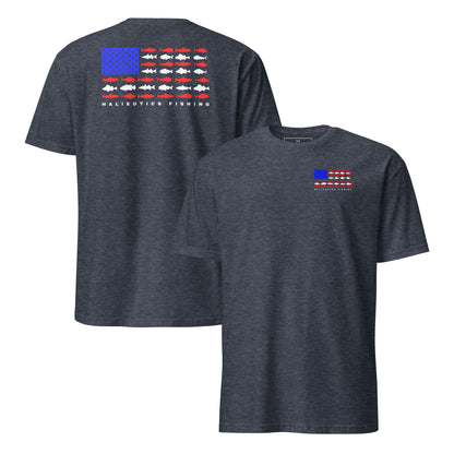 Halieutics Short Sleeve U.S.A Flag Fish Graphic T-Shirt