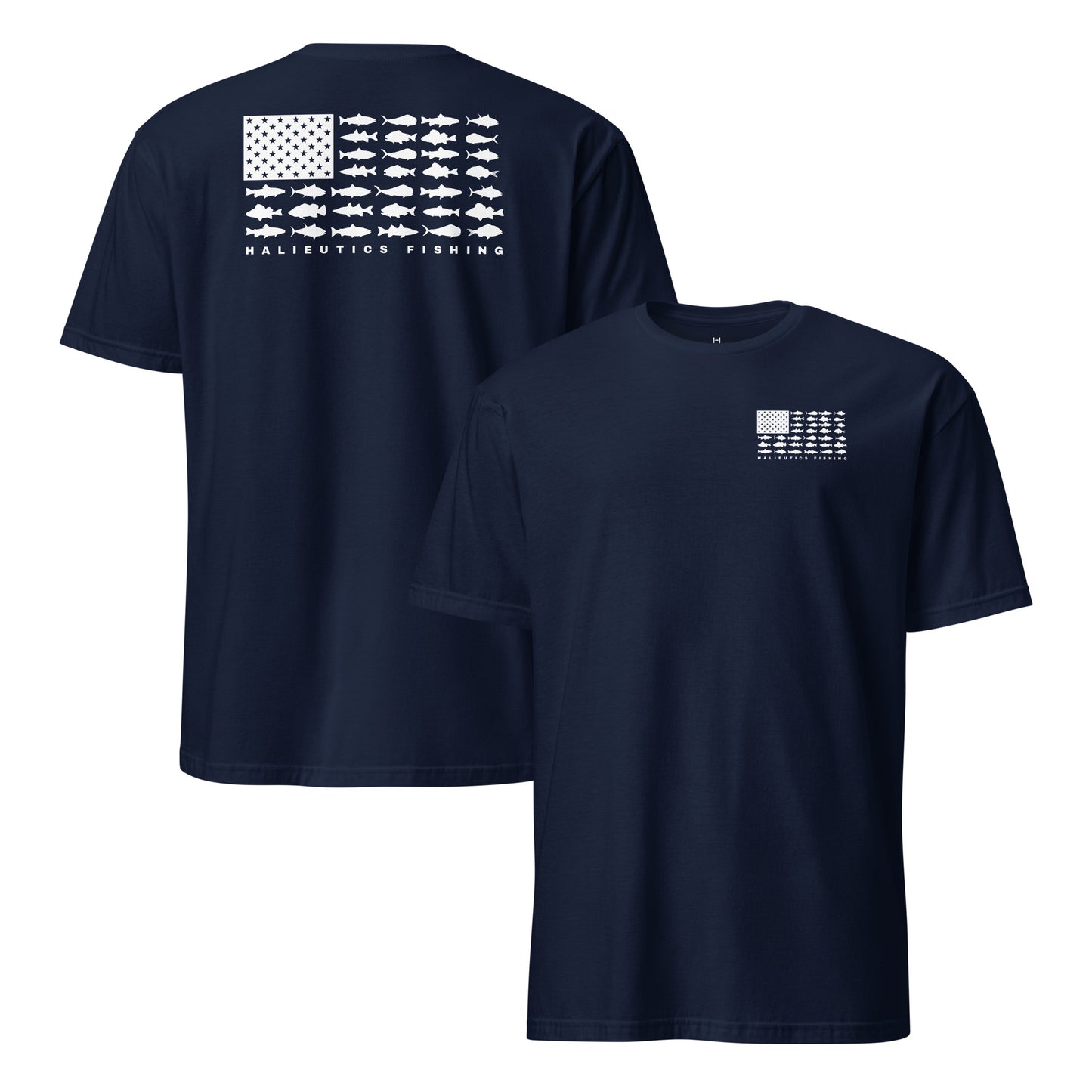 Halieutics Short Sleeve U.S.A Flag Fish Graphic T-Shirt