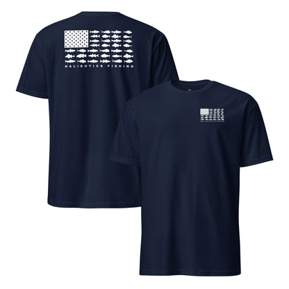 Halieutics Short Sleeve U.S.A Flag Fish Graphic T-Shirt