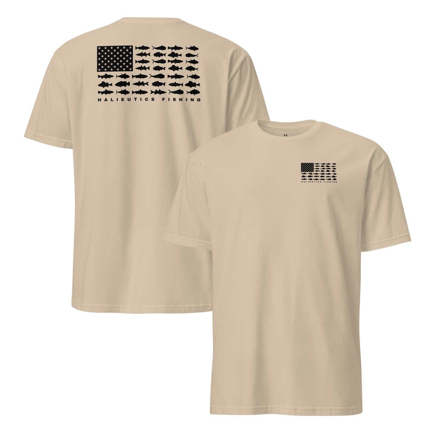 Halieutics Short Sleeve U.S.A Flag Fish Graphic T-Shirt